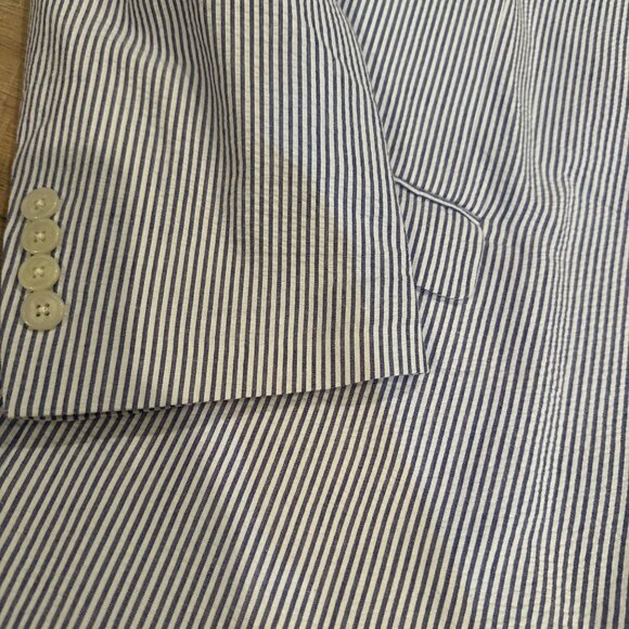 SADDLEBRED MENS BLUE WHITE SEERSUCKER SPORT COAT JACKET BLAZER 48L NEW - Picture 4 of 9